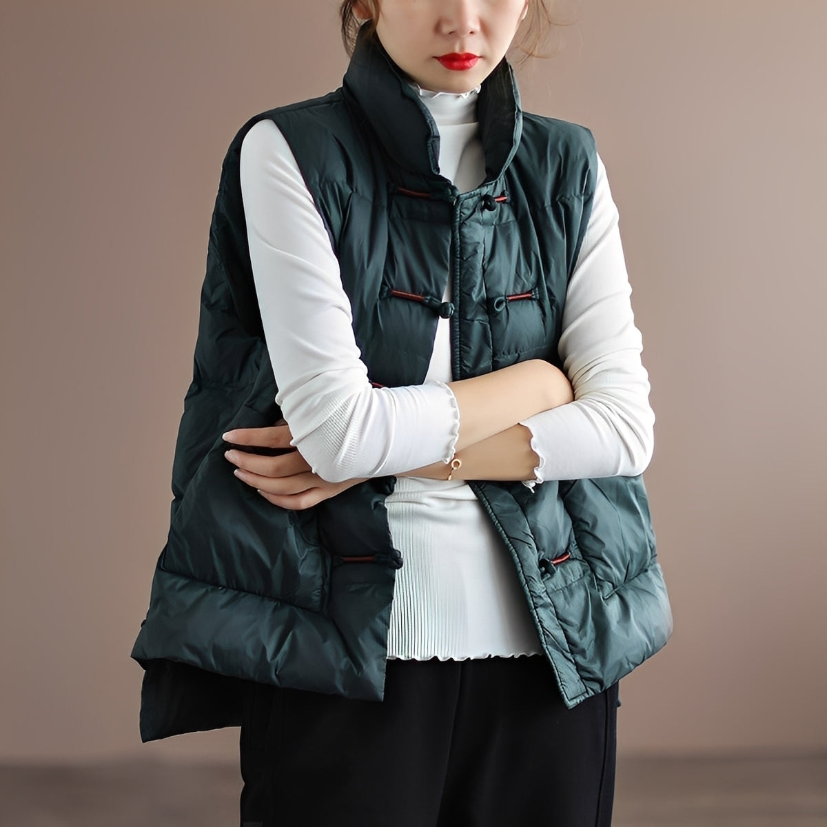 Damen Daunenweste Ethno-Stil