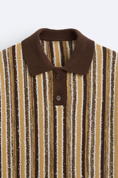 Herren Poloshirt Gestrickt Streifenmuster