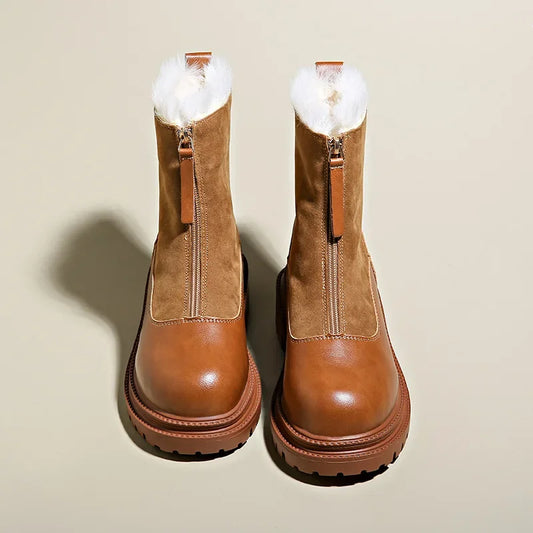 Damen Winterstiefel Schneeschuhe Profilsohle Mit Frontreißverschluss - Norvielle