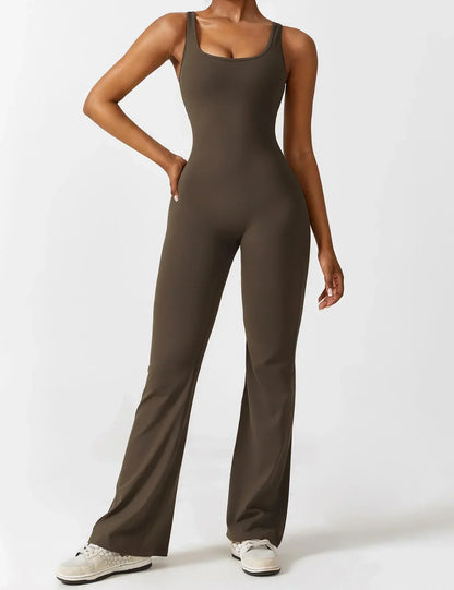 Damen Jumpsuit Enganliegend Weite Bein Komfort