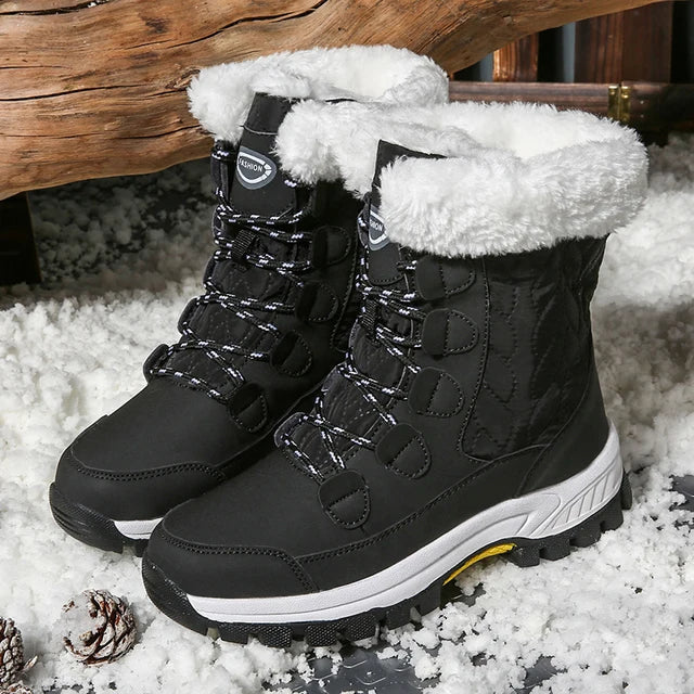 Damen Schneestiefel Mittelhohe Steppung Kunstpelzbesatz