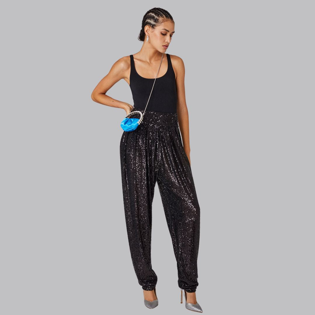 Damen Jogginghose Glitzer Stretch