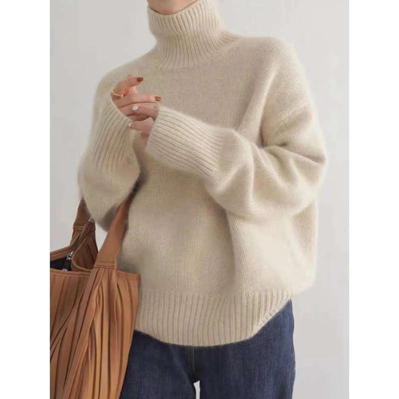 Damen Loose Fit Rollkragenpullover