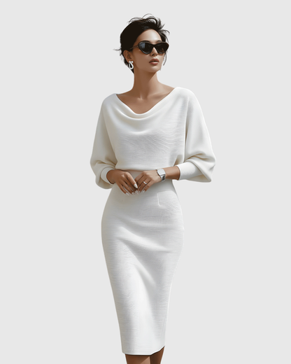 Elegantes Damen Midikleid mit Drapierung