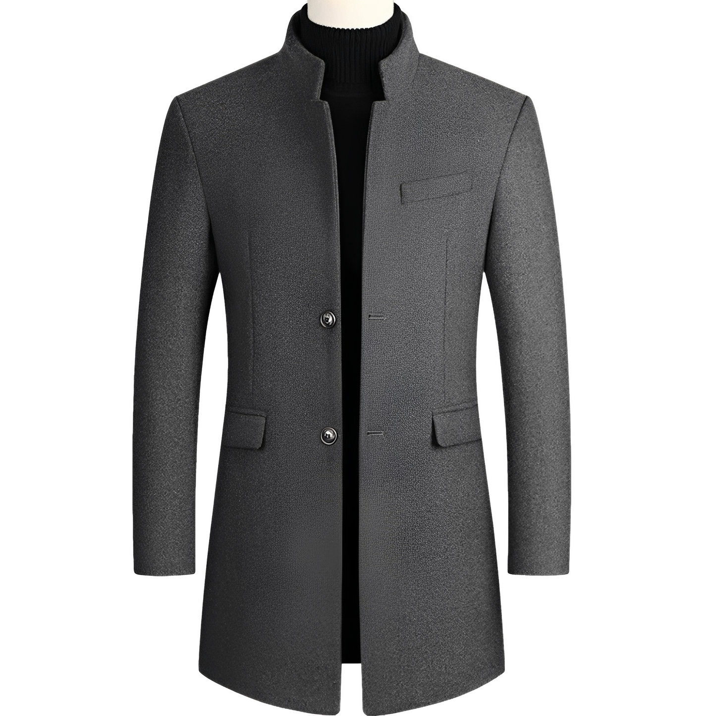 Herren Mantel Stehkragen Elegantes Design Schwarz - Norvielle