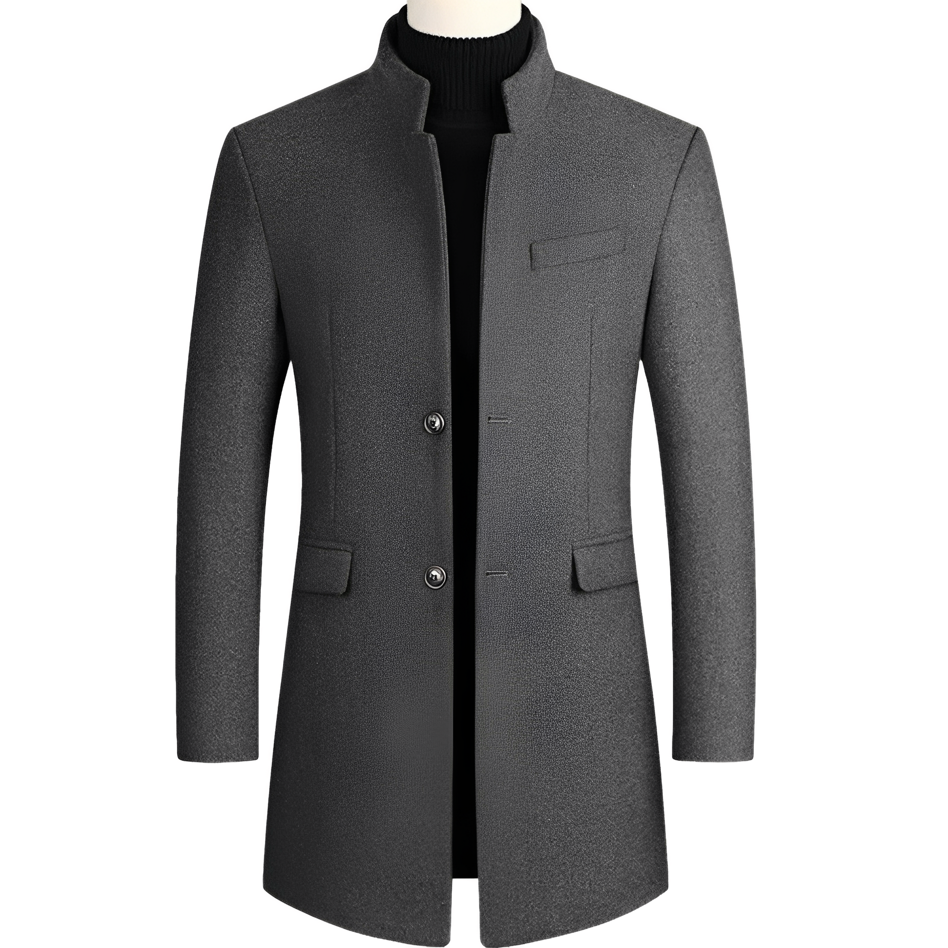 Herren Mantel Stehkragen Elegantes Design Schwarz - Norvielle