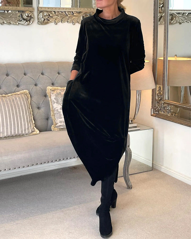 Elegantes Damen Samtkleid Mit Bauchabdeckung