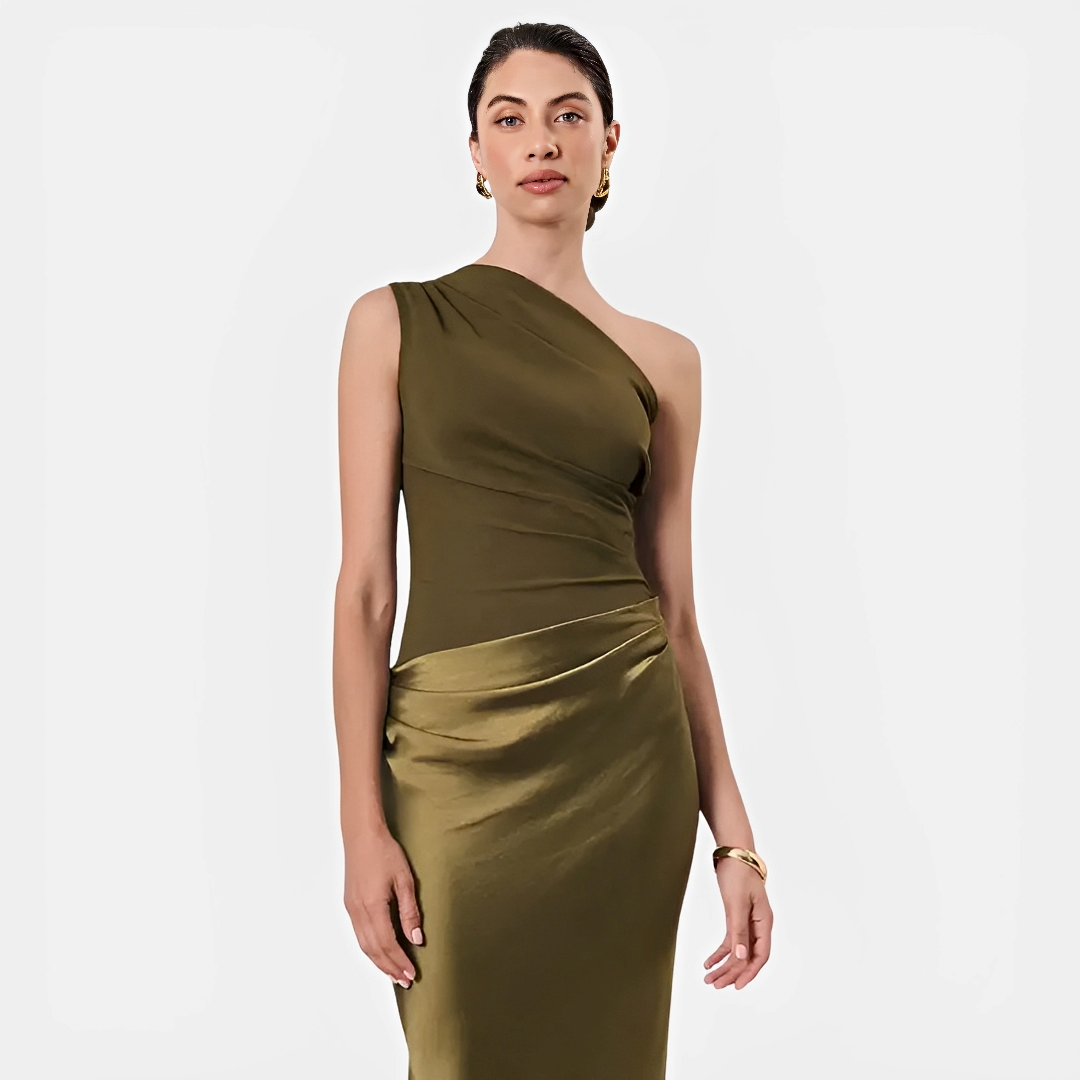 Damenkleid Asymmetrischer Kragen Gerader Rock