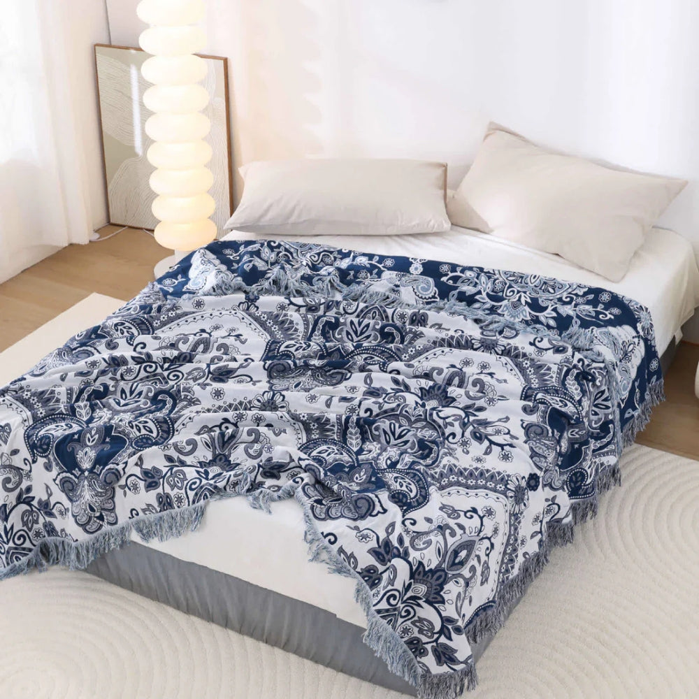 Paisley Baumwolldecke mit Quasten