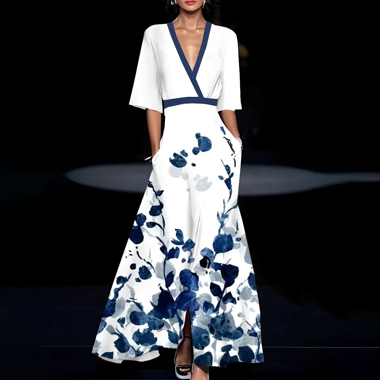 Damen Kurzarmkleid Stilvoll Sommerkleid