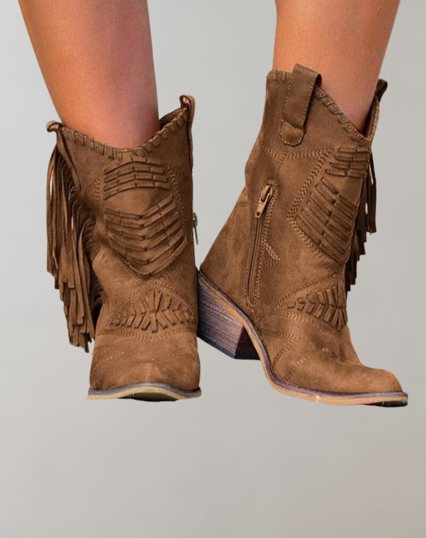 Norvielle Damen Westernstiefel Fransen Leder