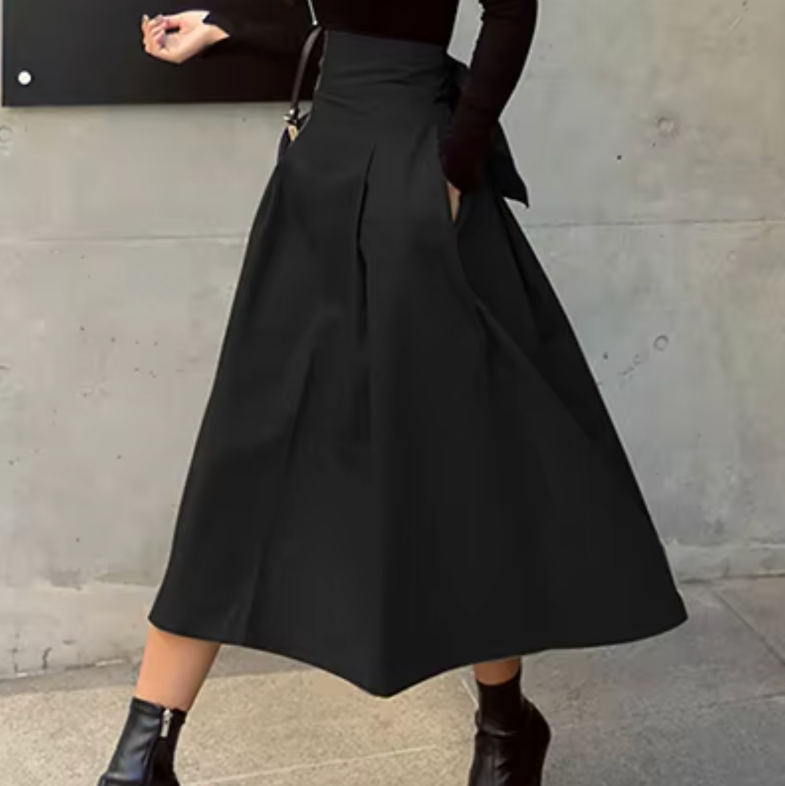 Damen Maxi Rock Schleifen-details Elegant Schwarz - Norvielle