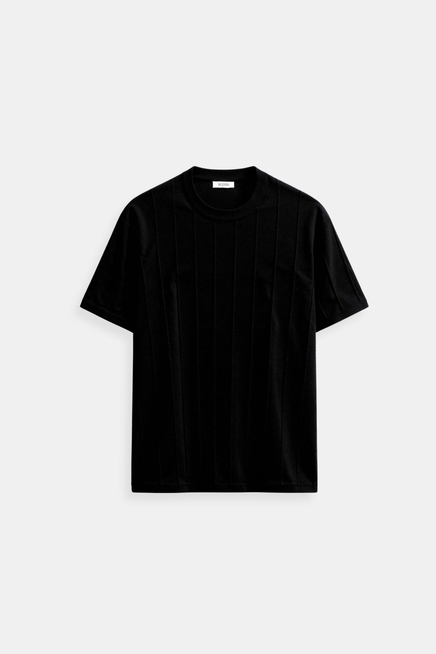 Herren Gestreiftes T-Shirt O-Hals Baumwolle Classic -Weiß