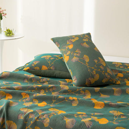 Wendebettdecke Jacquard Blumen Ginkgo Muster