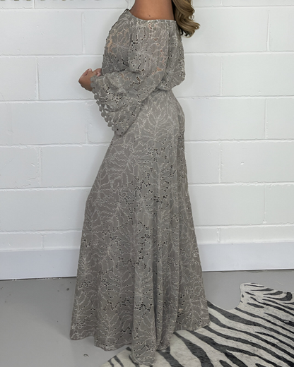 Damen Spitzenkleid Schulterfrei Weit Boho-Stil