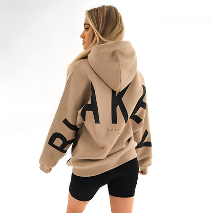 Damen Kapuzenpullover Dicker Print Pullover