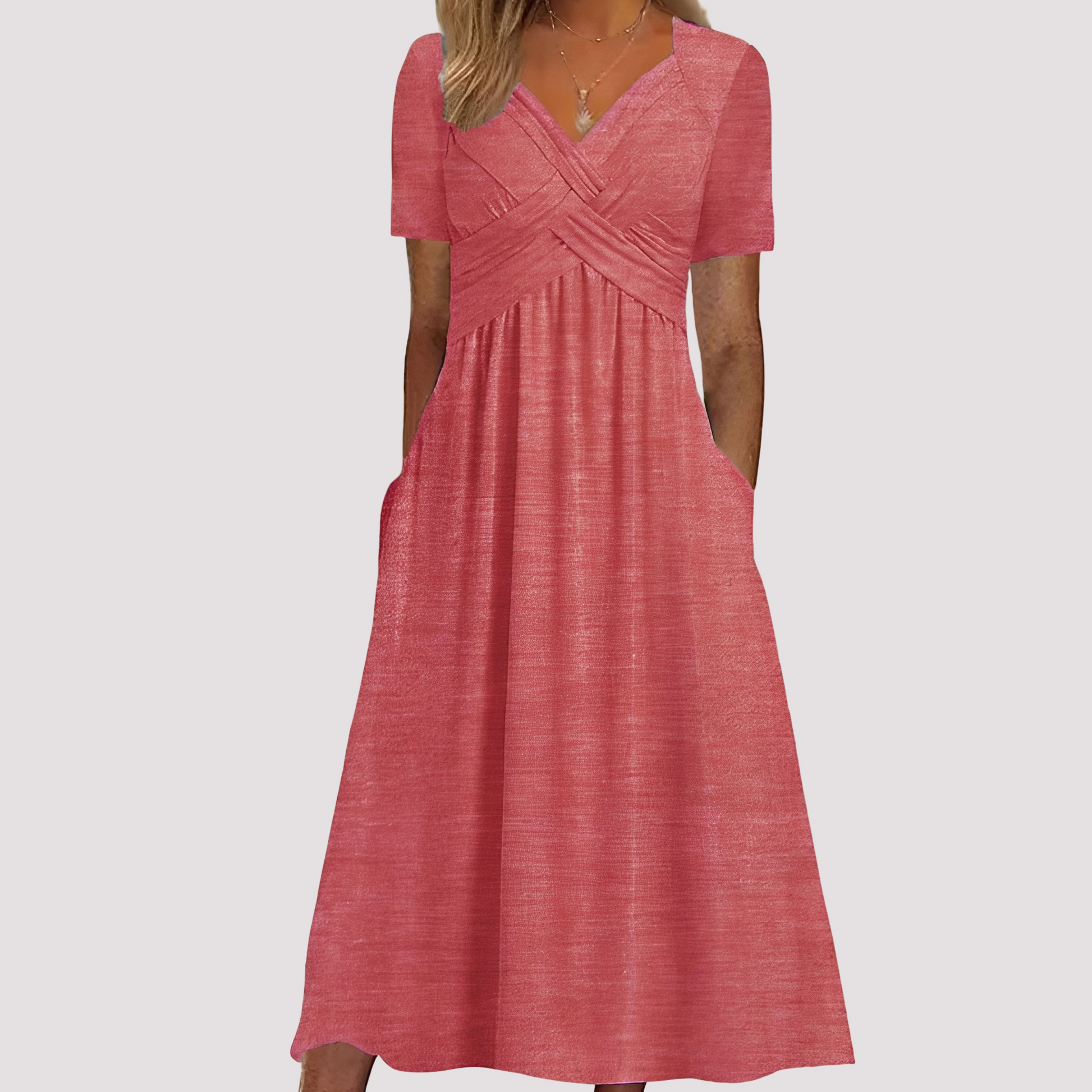 Damen Midikleid V-Ausschnitt Stilvoll - Norvielle