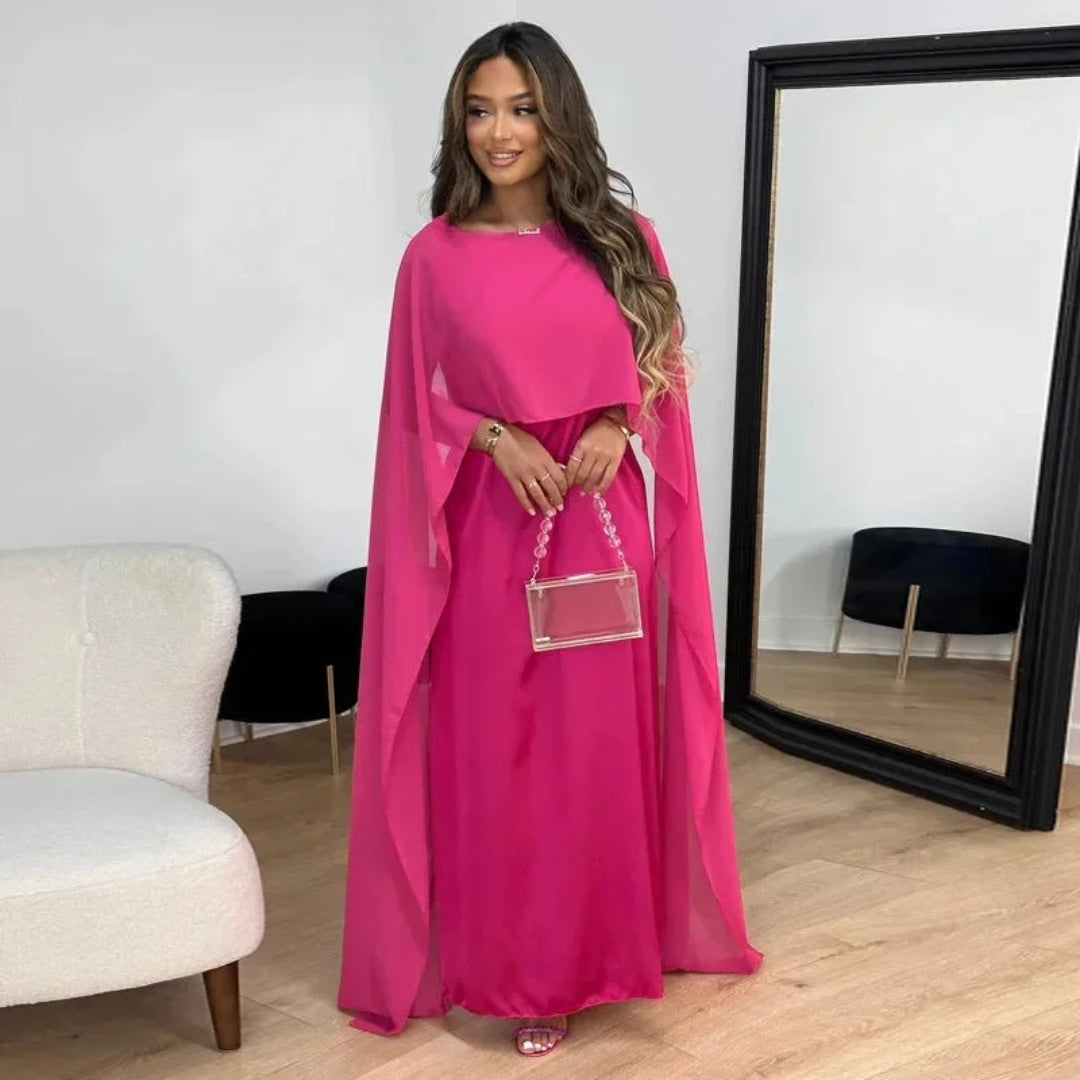 Damen Hochzeitsgast Maxikleid Cape-Kleid