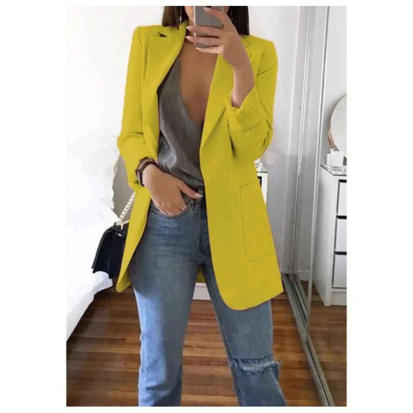Damen Doppelreihiger Blazer Bürooutfit