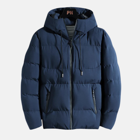 Herren Kapuzenjacke Slim Fit Gesteppt Isoliert Baumwolle Schwarz - Norvielle