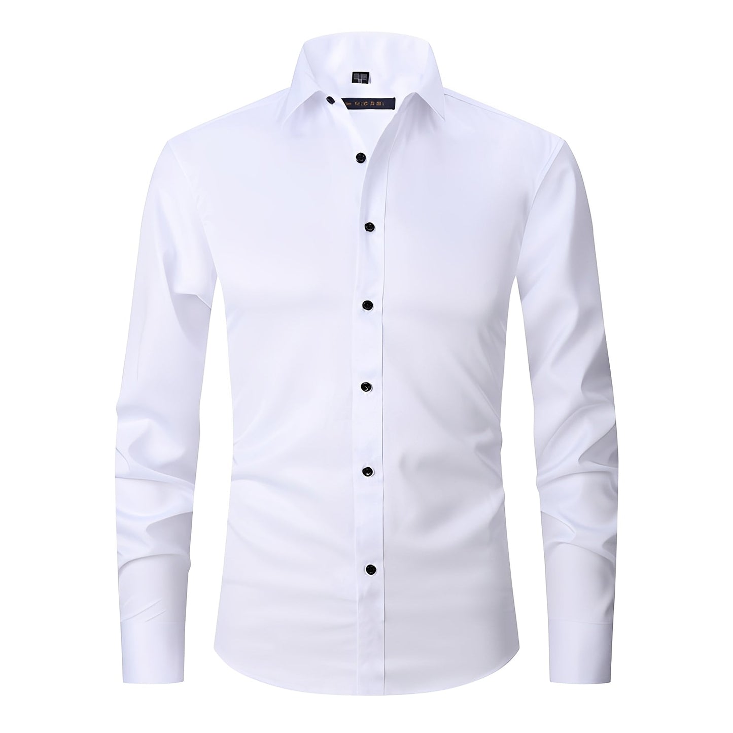 Herren Langarmhemd Modern Slim Fit Baumwolle Weiß