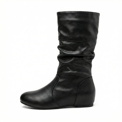 Norvielle Damen Flache Stiefel Bis Zum Knie