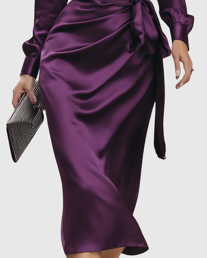 Korina Damen Wickelkleid Verstellbarer Bund Elegantes Design