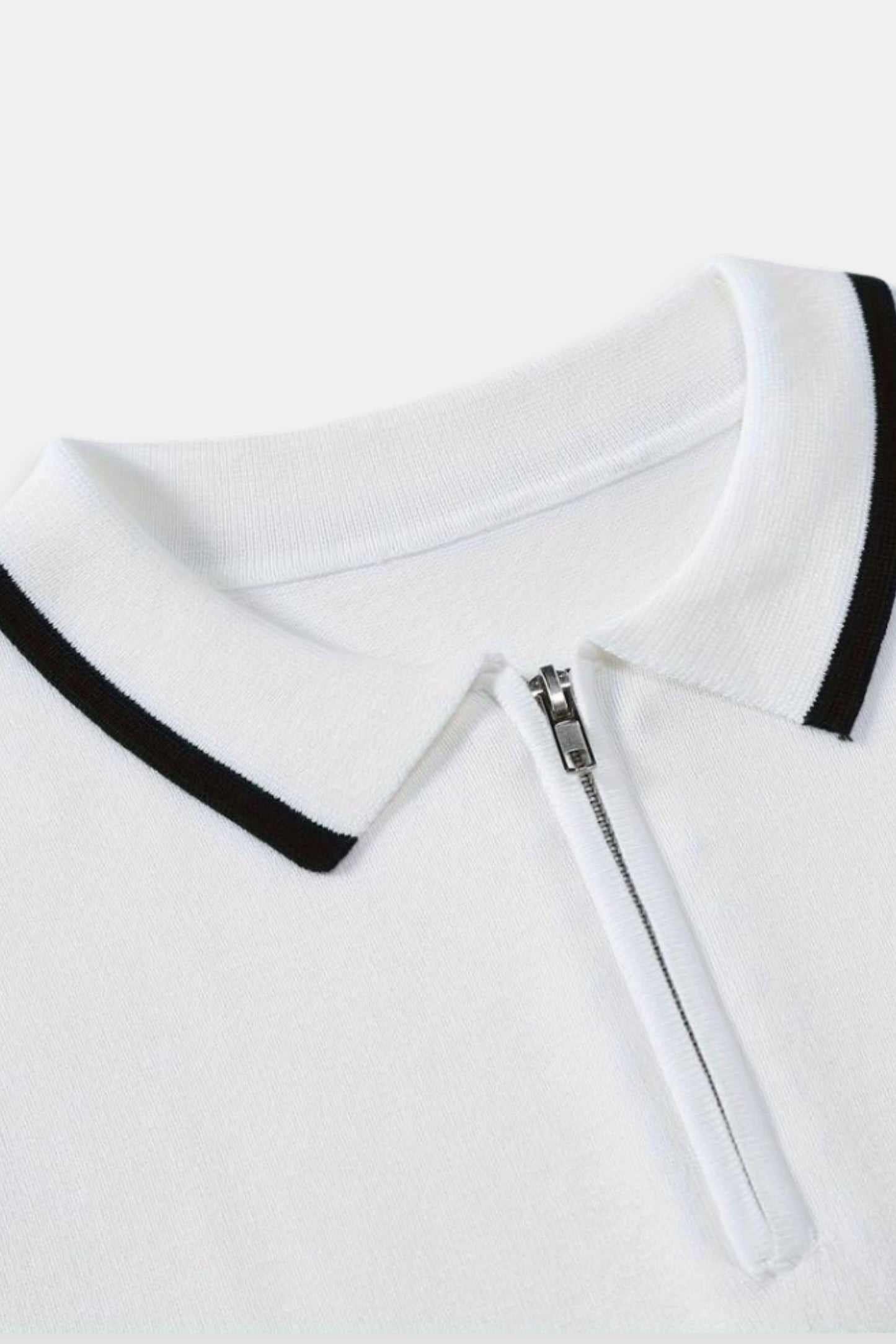 Herren Poloshirt Reißverschluss Kontrastdetails Klassisch