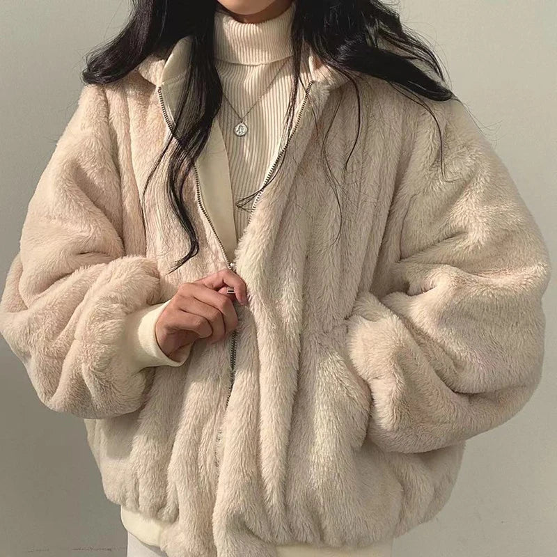 Damen Oversize Winterjacke Fleece-Innenfutter Kuschelig