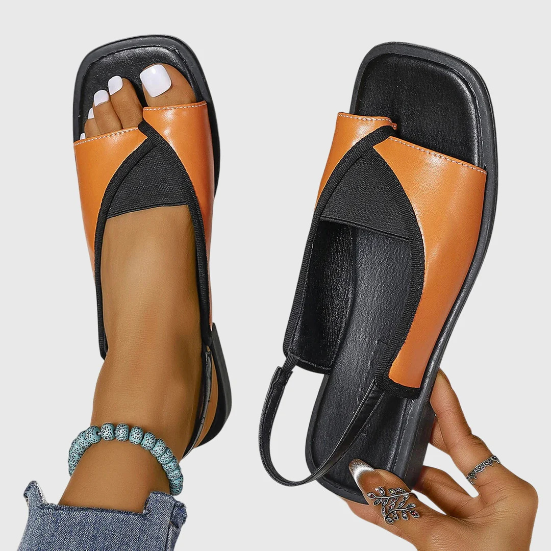 Damen Flache Sandalen Kontrast Riemen