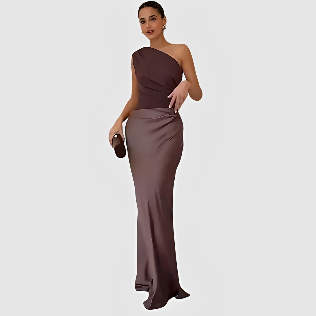 Damenkleid Asymmetrischer Kragen Gerader Rock