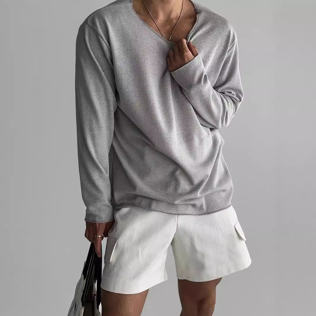 Herren Sweatshirt Bequem Lässig Grau