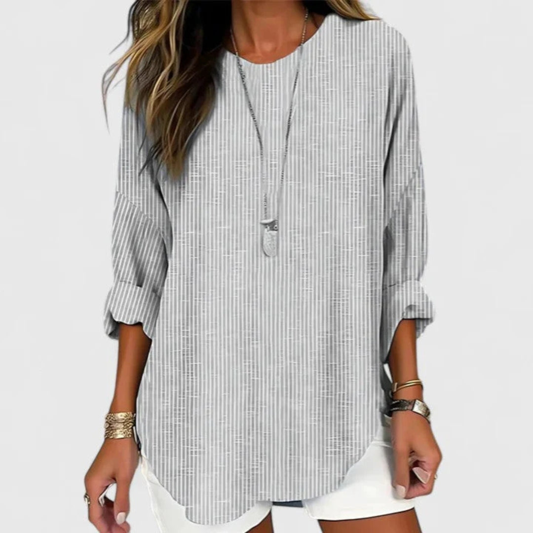 Damen Bluse Shorts Gestreift Locker Geschnitten