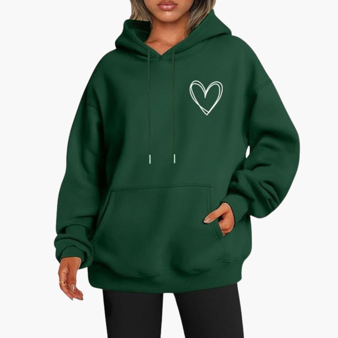 Damen Hoodie Kapuzenpullover Herzdruck