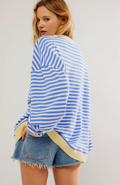 Norvielle Damen Übergroßer Gestreifter Pullover - Norvielle