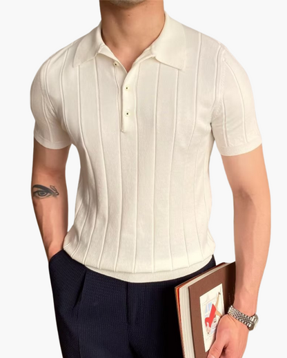 Herren Slim Fit Strickpoloshirt Rippmuster Business Casual - Norvielle