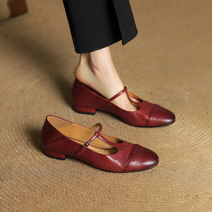 Bella Damen Ballerinas T-Schnalle Lässig