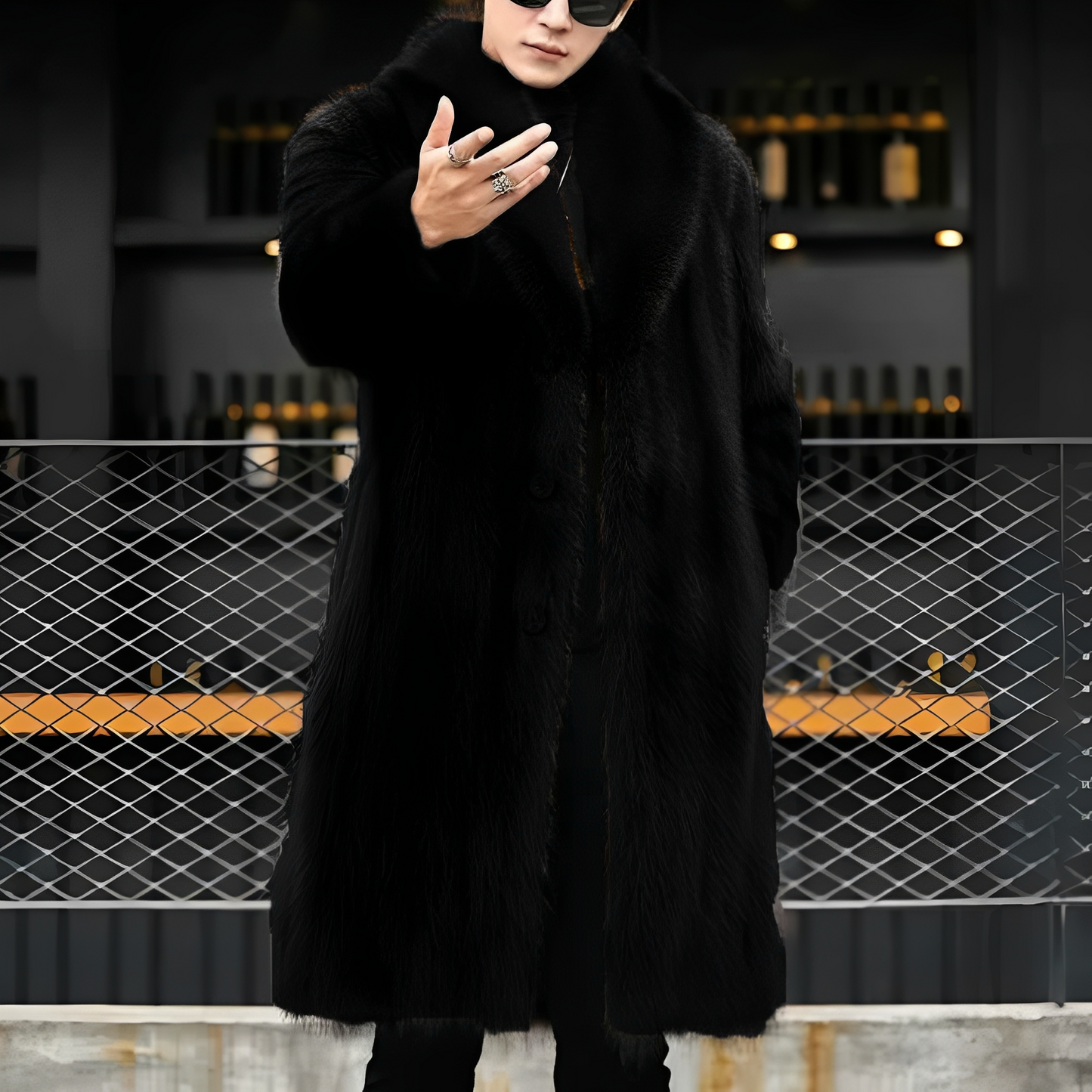 Matteo Herrenmantel Pelz Lang