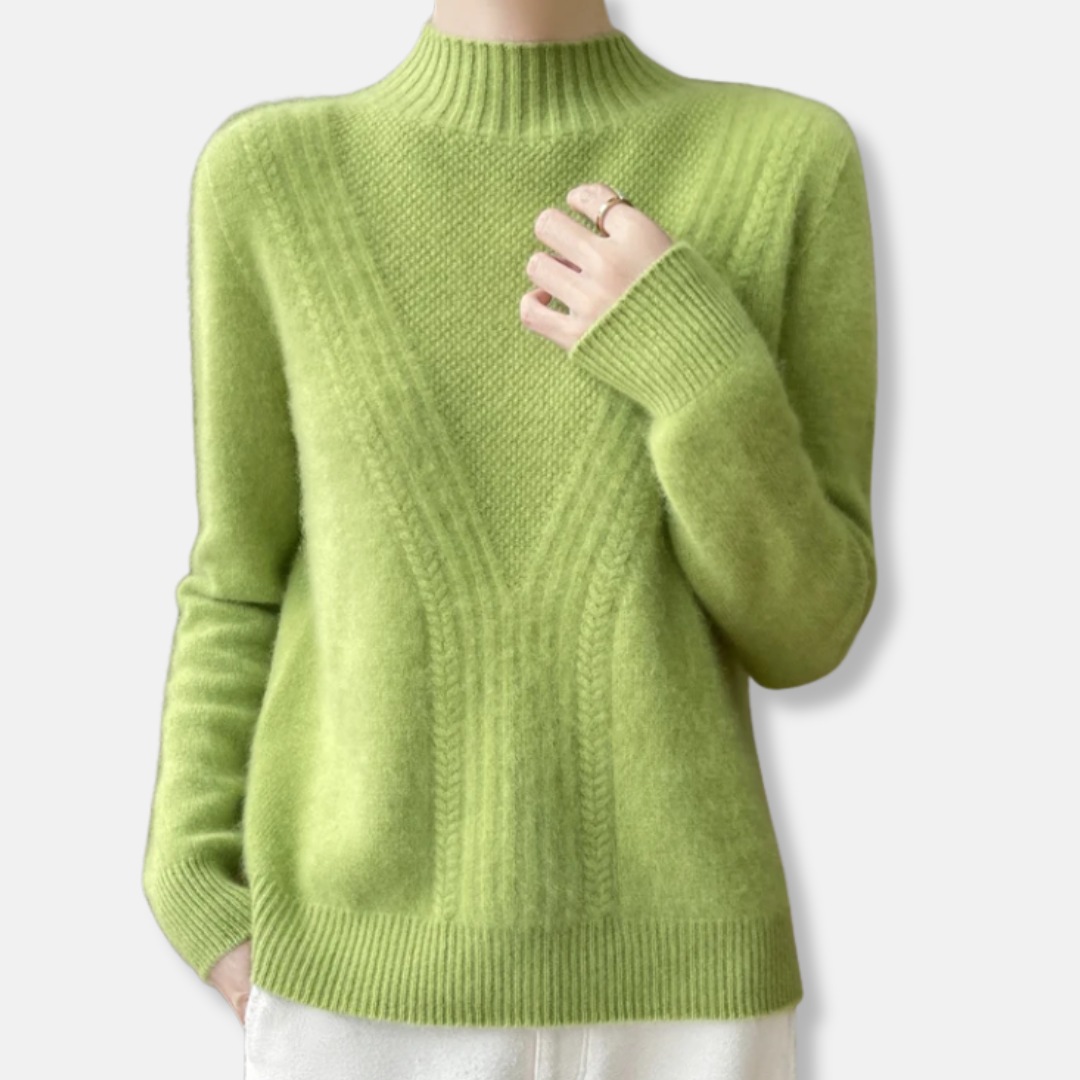 Wollpullover Damen Lockere Passform Rippstrick Beige