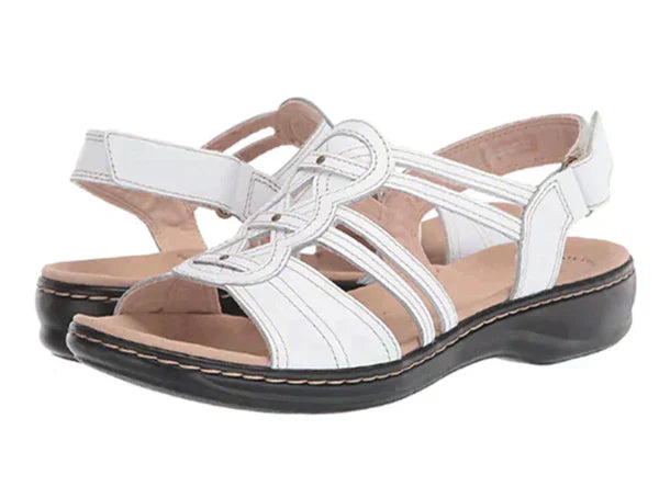 Damen Flache Strandsandalen Bequem Leder Braun - Norvielle