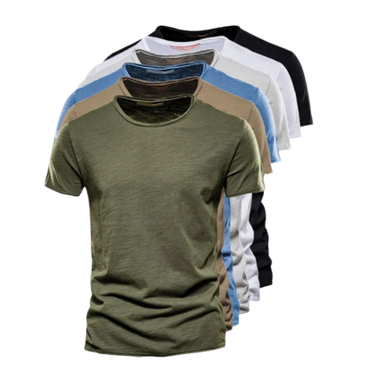 Herren Klassisches Rundhals T-Shirt aus Baumwolle Weiß