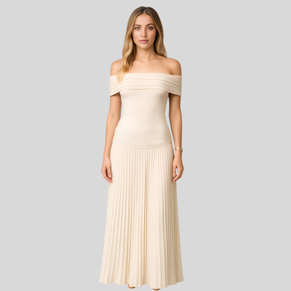 Damen Maxikleid Hochzeitsgast Gefaltet Weiß - Norvielle