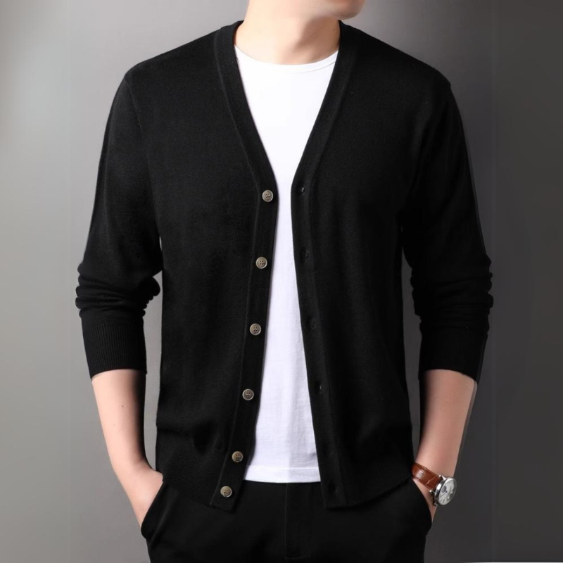 Herren Cardigan Gestrickt mit Vorderverschluss