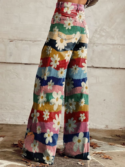 Léon Damen Retro Blumenhosen