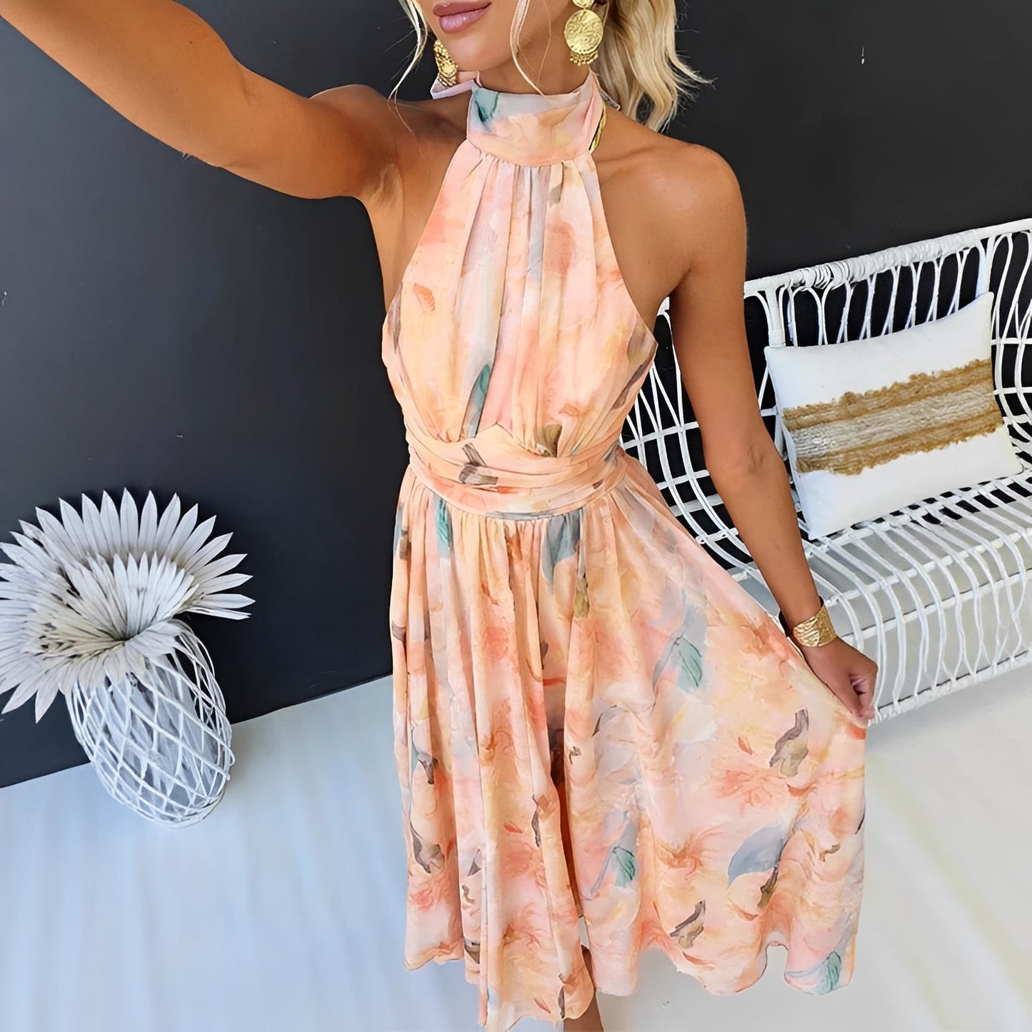 Damen Maxikleid Bunt Stilvoll - Norvielle