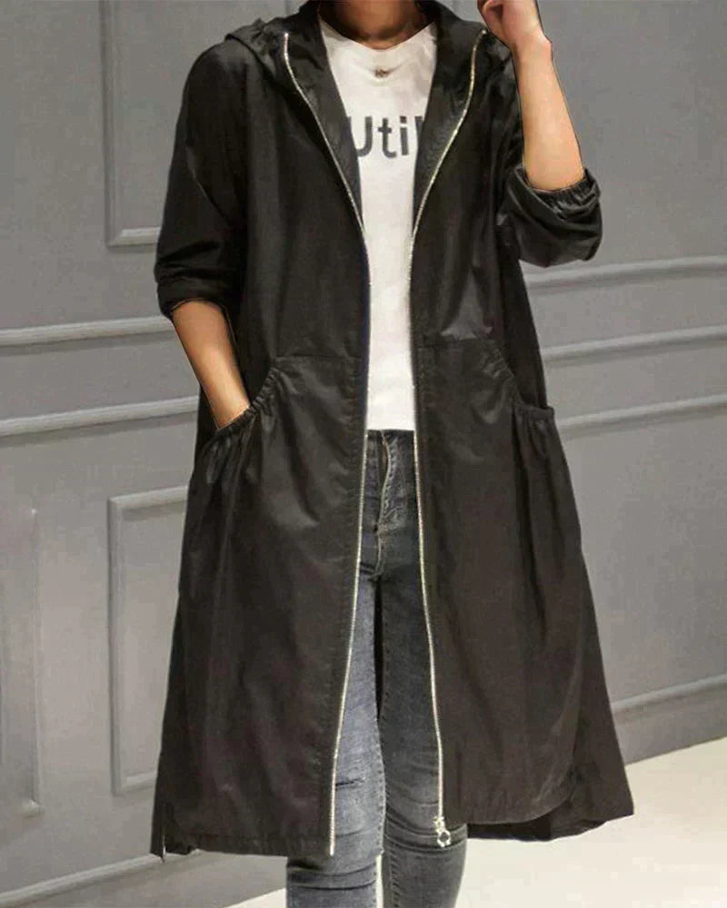 Norvielle Damen Regenjacke Reißverschluss Kapuze