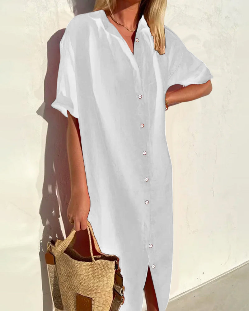 Norvielle Damen Hemdkleid Baumwolle