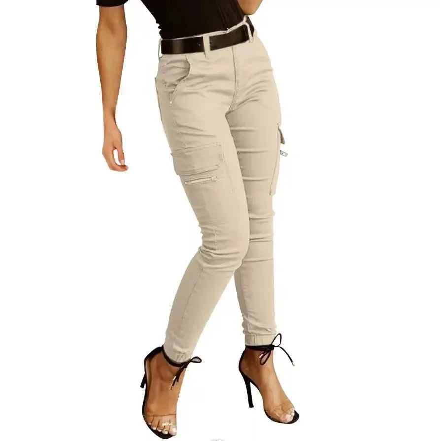 Norvielle Damen Cargo-Hose Hohe Taille