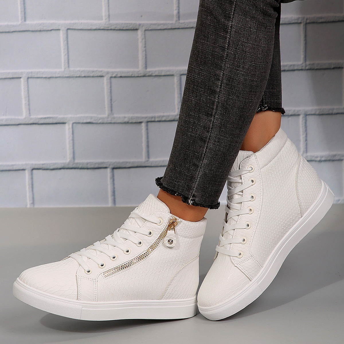 Damen Sneakers Reißverschluss Schwarz - Norvielle