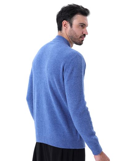 Herren Kaschmir Strickjacke Rippenstrick Reißverschluss